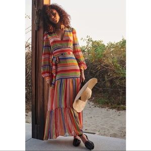 FARM Rio Anthropologie Luana Rainbow Maxi Dress